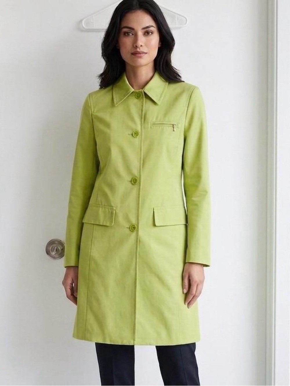 Kenneth Cole Coat Trench S Buttons Front Pockets colourfully 100% Cotton